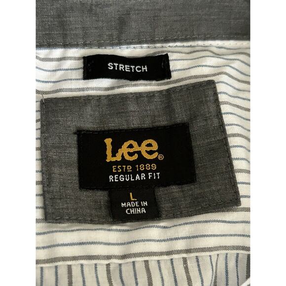 Lee Long Sleeve Button Down Shirt‎ Mens Size Large Silver/Blue/White - Picture 6 of 6
